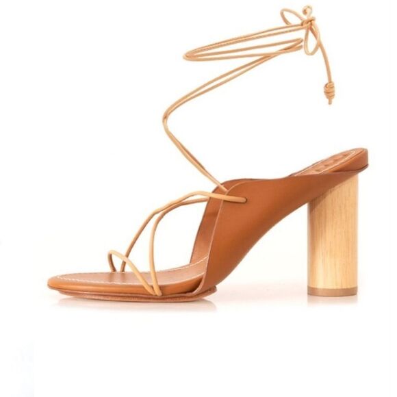 Ulla Johnson Women's Roxie Heel Sandal EUR 37 US 6.5-7 Lace Up Cylinder Heel - Picture 1 of 13